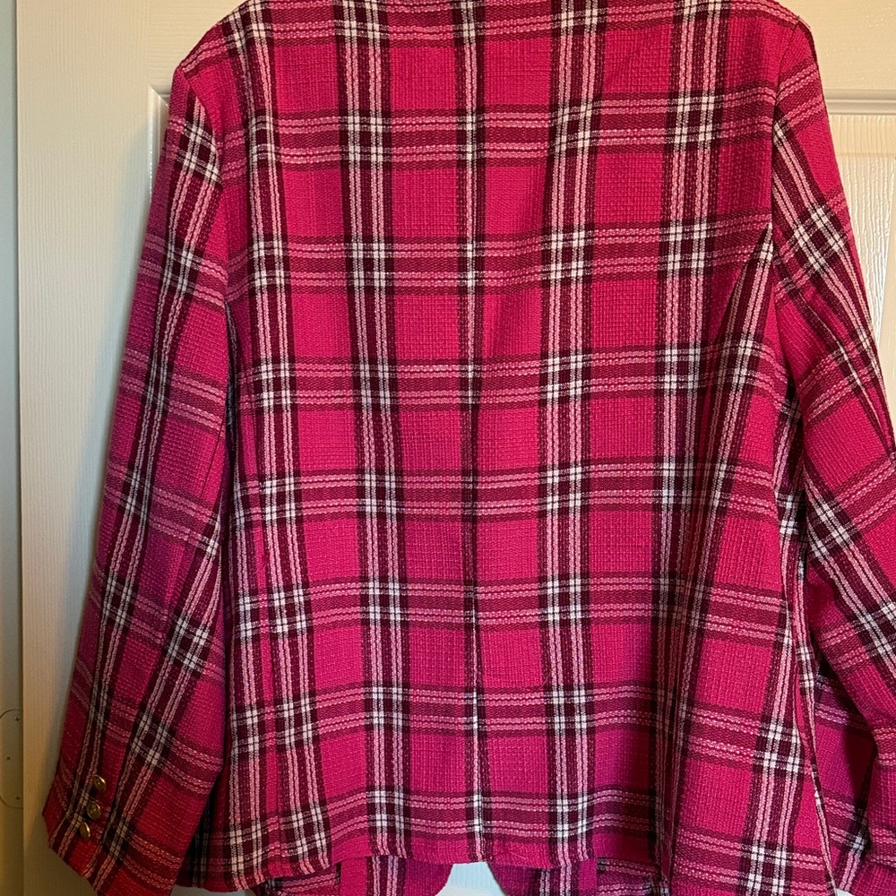 Fuchsia Plaid Women's Blazer - Picture 3 of 7